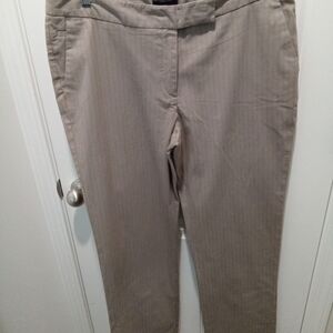 Attention Plus Size 14 Beige Straight Leg Pinstriped Dress Pants